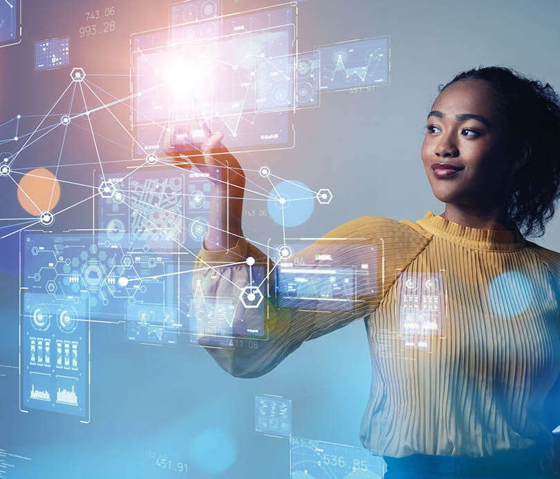 Digital transformation concept. System engineering. Binary code. Programming.