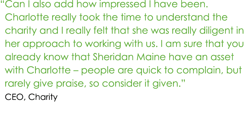   Can I also add how impressed I have been  Charlotte really took the time to understand the charity and I really fel   